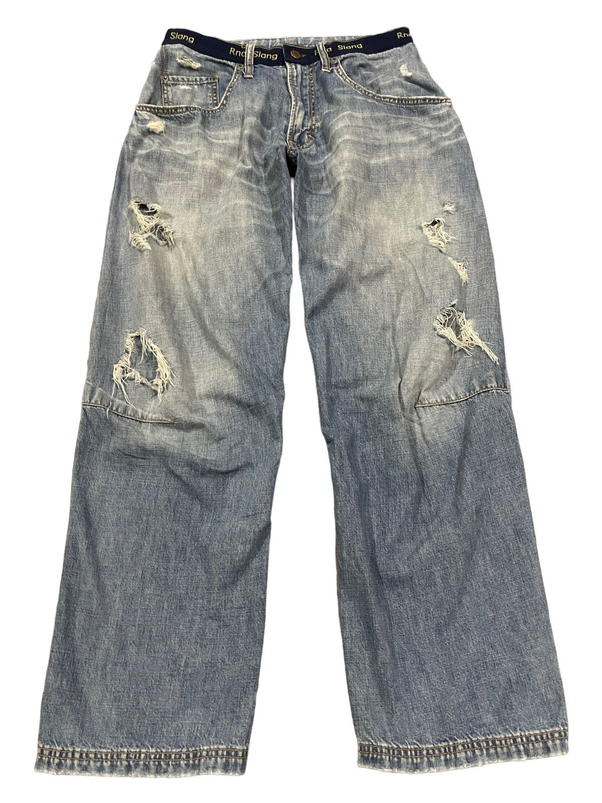 image of 14Th Addiction Vintage Japanese Rna Blue Wash Distressed Baggy Jeans, Men's (Size 30)