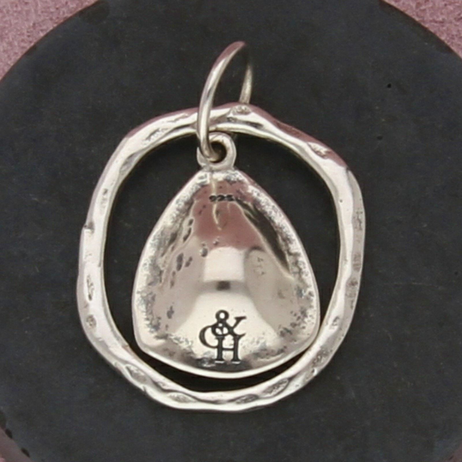 Sterling Silver grace & heart sterling silver hammered crystal drop pendant Size ONE SIZE - 3 Thumbnail