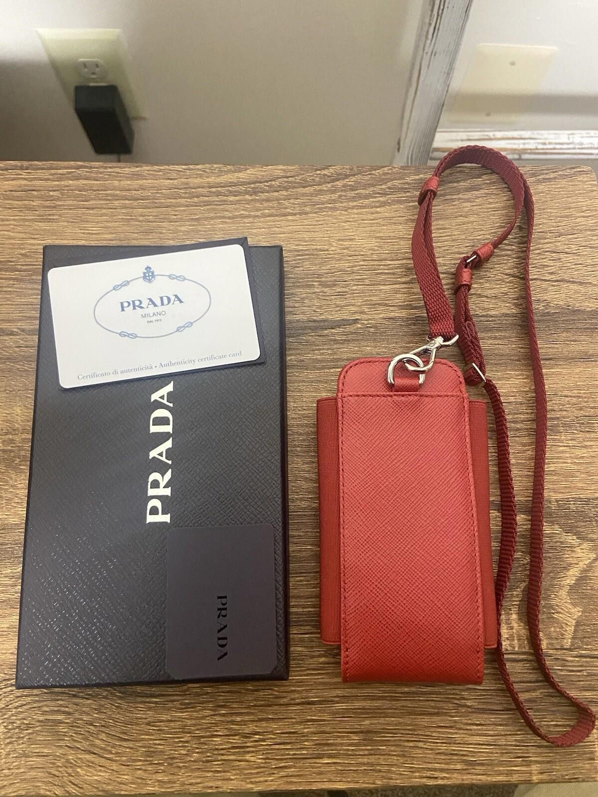 Prada Prada red saffiano cigarette case phone pouch wristlet w box Size ONE SIZE - 2 Thumbnail