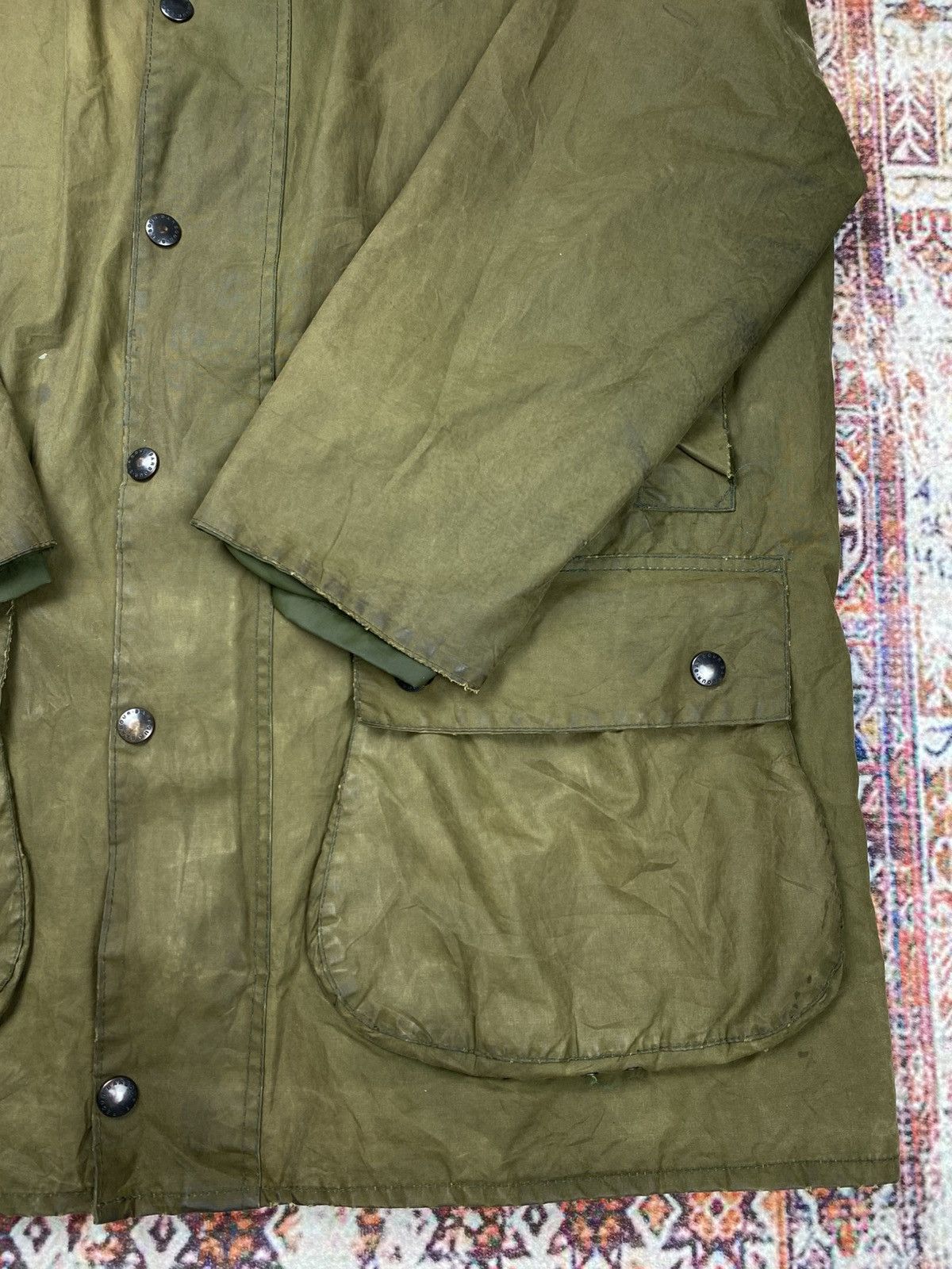 Barbour Vintage Sunfaded Barbour Border Waxed Jacket Made in England Size US XL / EU 56 / 4 - 10 Thumbnail