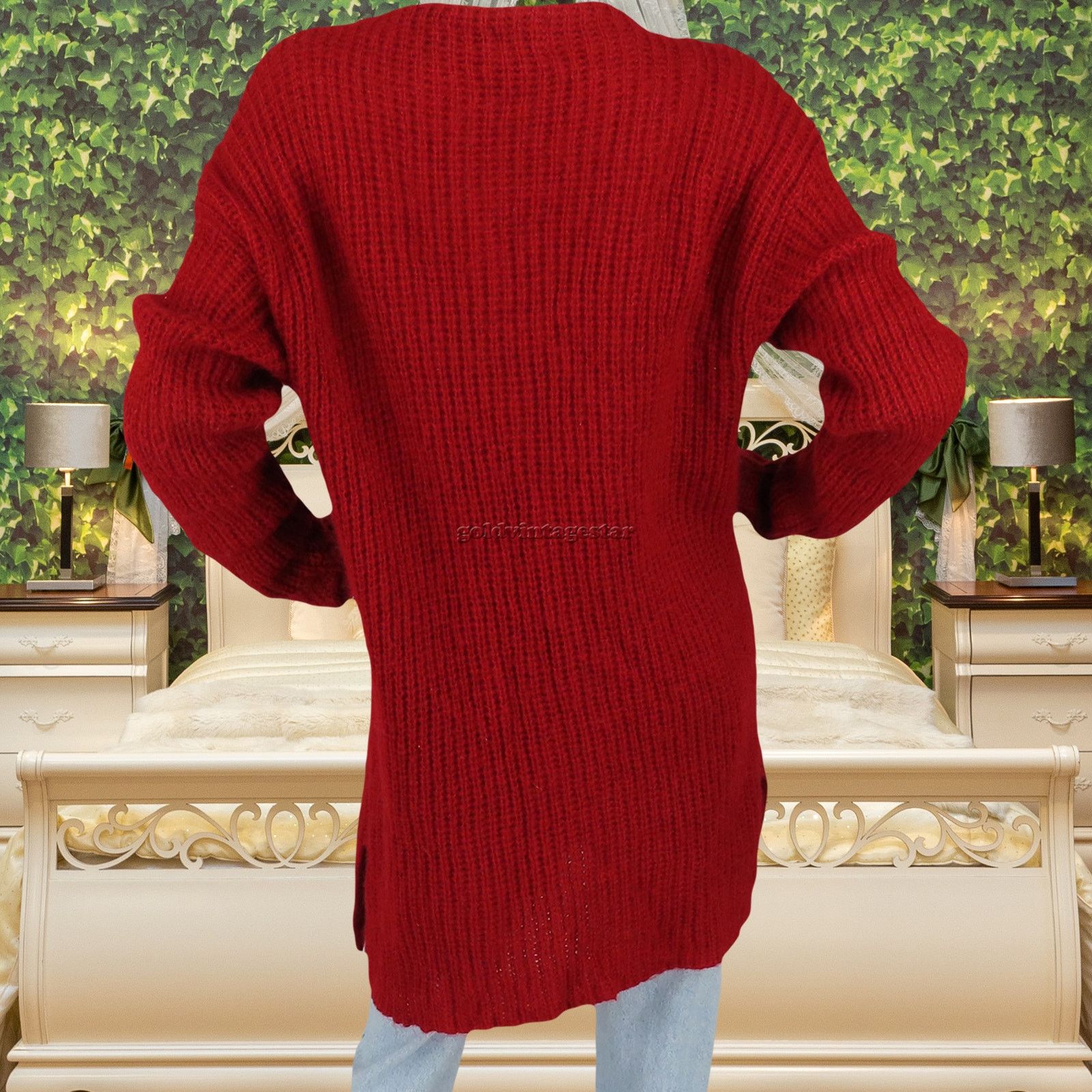 Other 90s Vintage Mohair Dark Red Knit Mohair Cardigan Sweater L Size L / US 10 / IT 46 - 5 Thumbnail