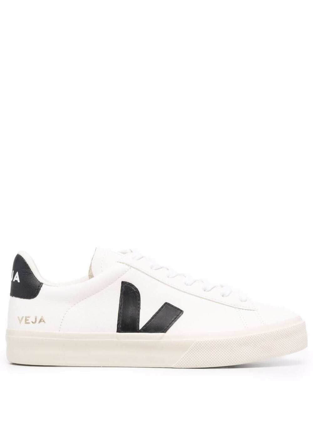 'Campo' White and Black Low Top Sneakers in Vegan Leather Unisex