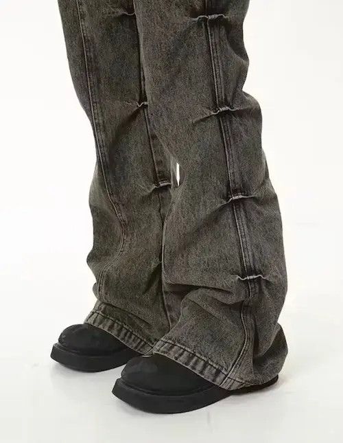 Japanese Brand × Jean Grunge Stack Washed Gray Denim Jeans Size US 32 / EU 48 - 3 Thumbnail