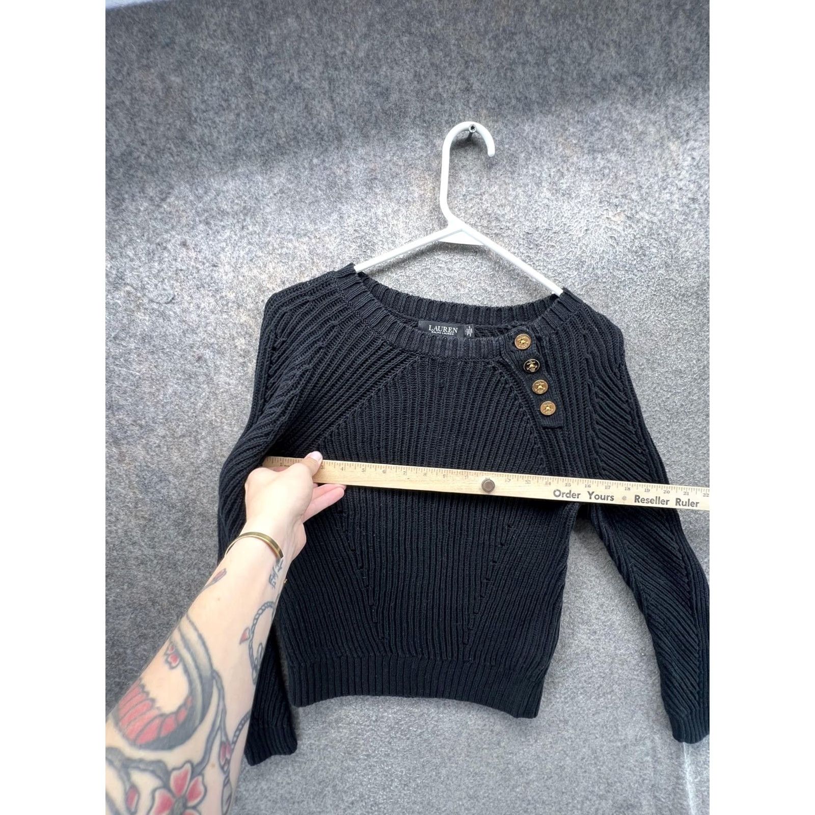 Ralph Lauren VINTAGE Lauren Ralph Lauren Sweater Womens Petite Small Black Raglan Shoulder Knit Pullover Crew Neck Casual Womens Small BlackК Size S / US 4 / IT 40 - 4 Thumbnail