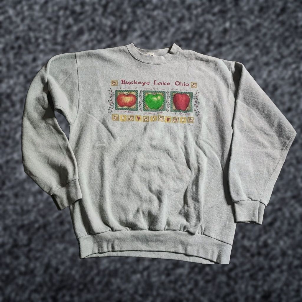 Vintage VINTAGE Buckeye Lake Ohio Apples Crewneck Travel Souvenir Sweatshirt Mens L Green 90s USA My Town Originals Sweatshirt Size US L / EU 52-54 / 3 - 1 Thumbnail