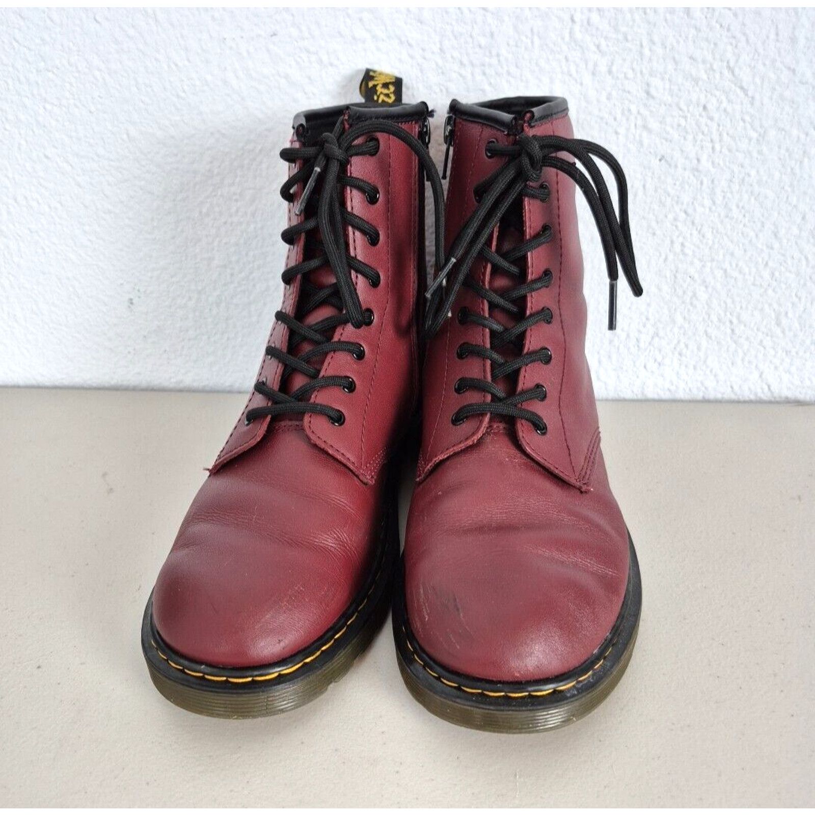 Dr. Martens Dr. Martens 1460 Y Combat Boots Womens US 7 Cherry Red Size US 7 / IT 37 - 2 Thumbnail