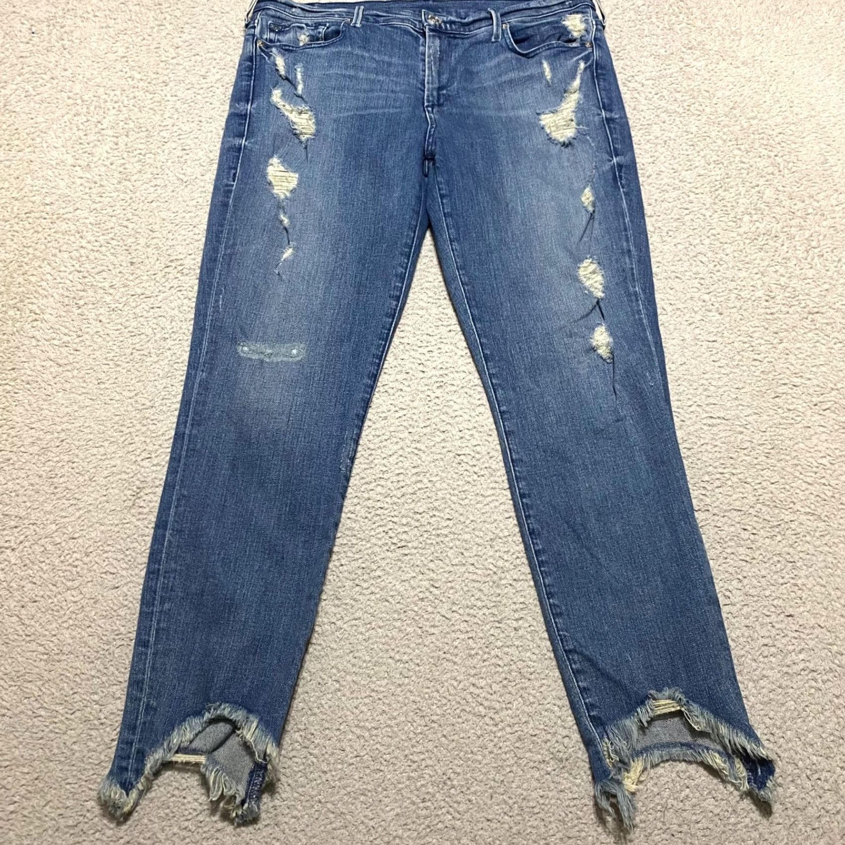 True Religion True Religion Jeans Denim 31 Blue Distressed Skinny 5-Pocket Women's Regular Rise High Rise (31) Wool? Size 24" / US 00 / IT 34 - 2 Thumbnail