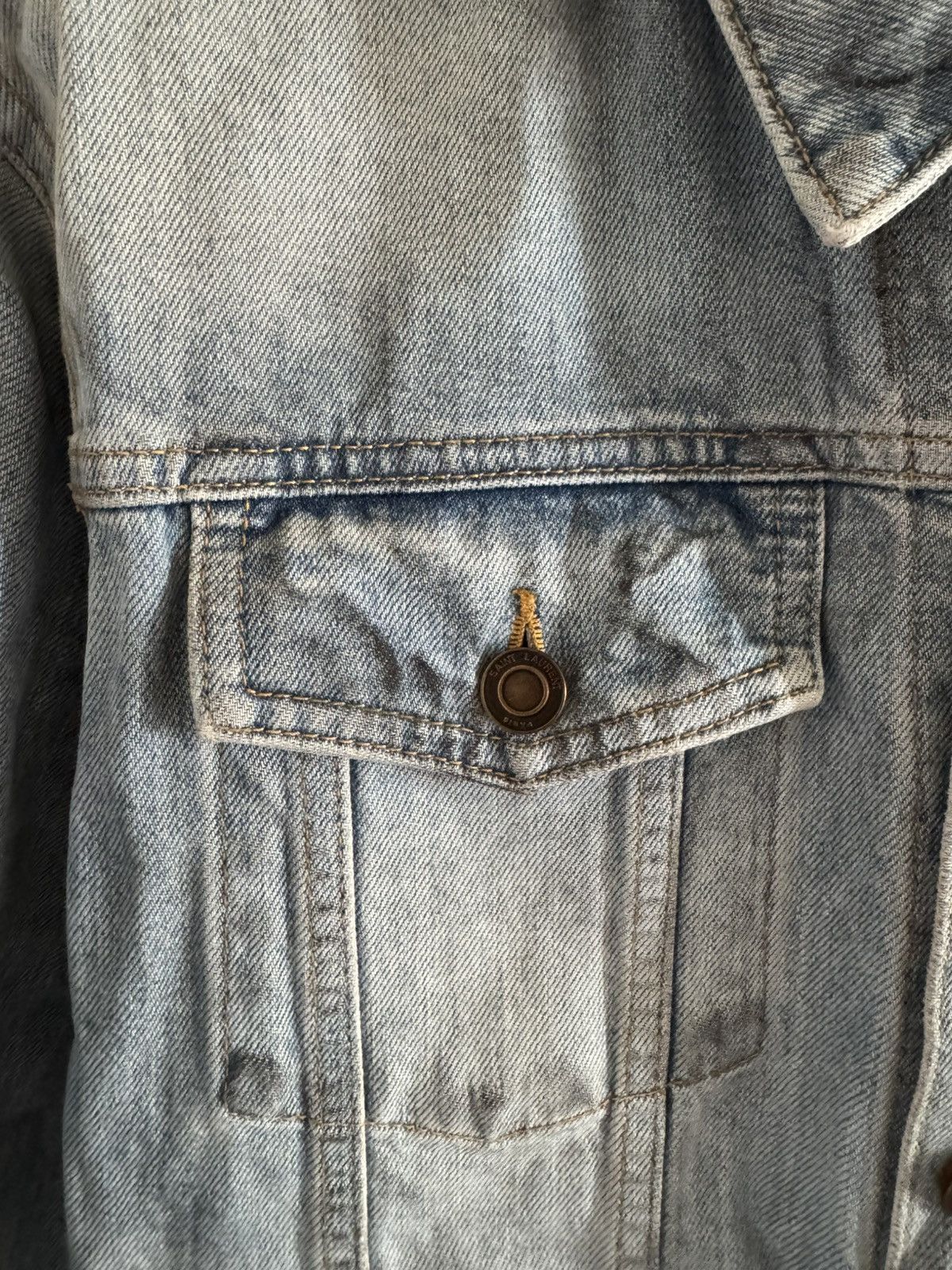 Hedi Slimane × Saint Laurent Paris Saint Laurent Distressed Denim Jacket Size US S / EU 44-46 / 1 - 7 Thumbnail