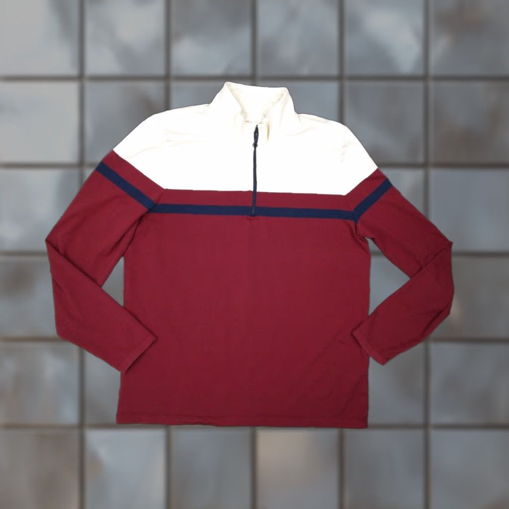 Marine Layer Marine Layer Mens Red 1/4 Zip Sweater Large Cotton Blend Preppy Golf Hike Travel Size US L / EU 52-54 / 3 - 1 Thumbnail