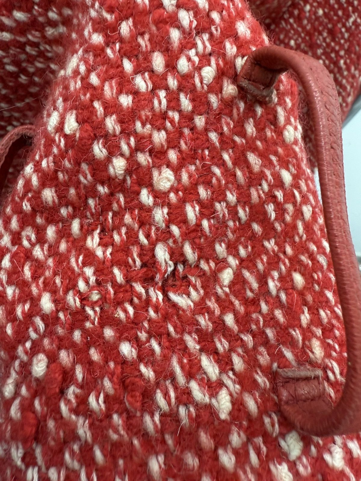 Versace Archive Versace Red Tweed Leather Parts Heavy Wool Jacket Size M / US 6-8 / IT 42-44 - 13 Thumbnail