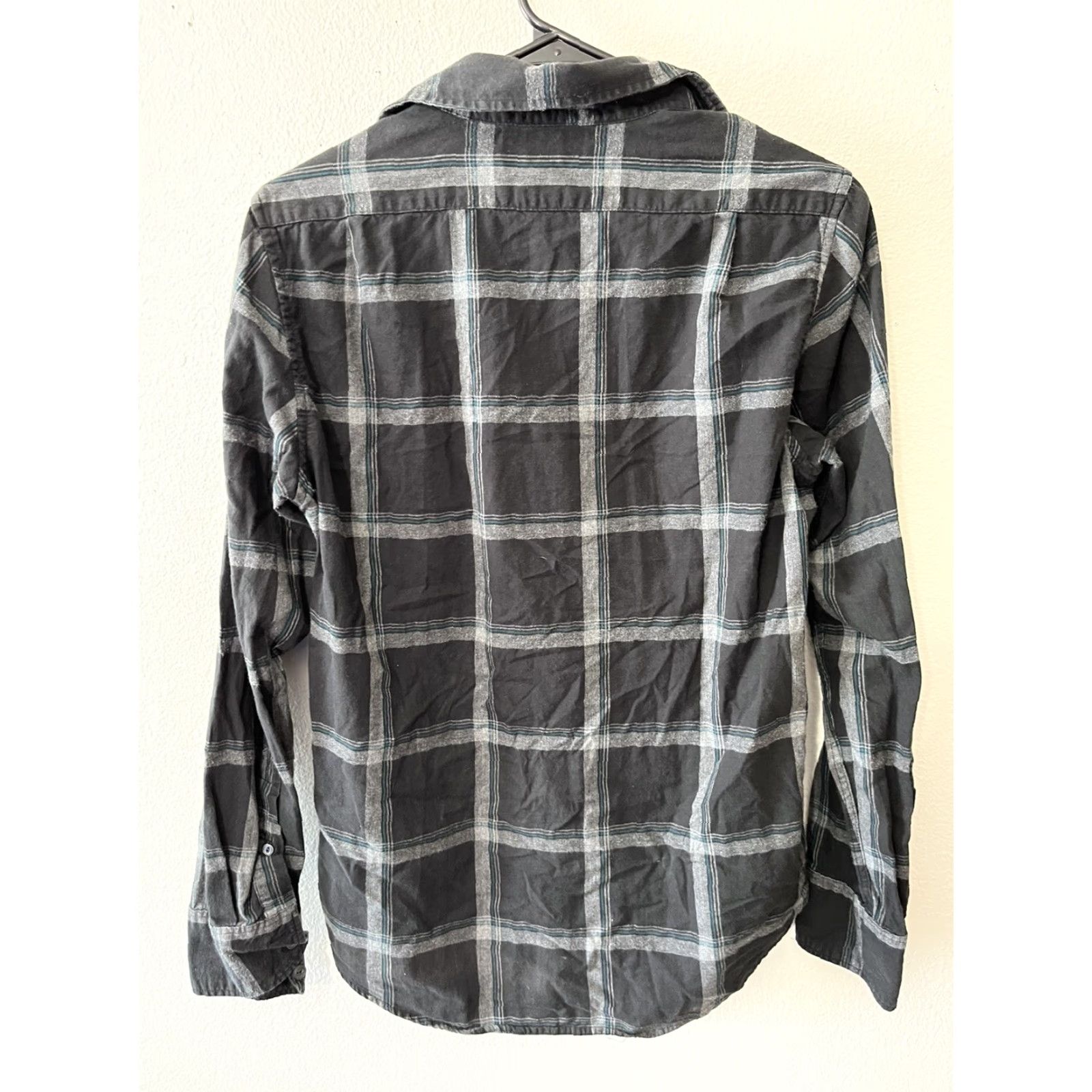 American Eagle Outfitters American Eagle Outfitters Slim Fit Button-Up Shirt Mens XS Black Plaid Long Sleeve Casual Size US XS / EU 42 / 0 - 2 Thumbnail