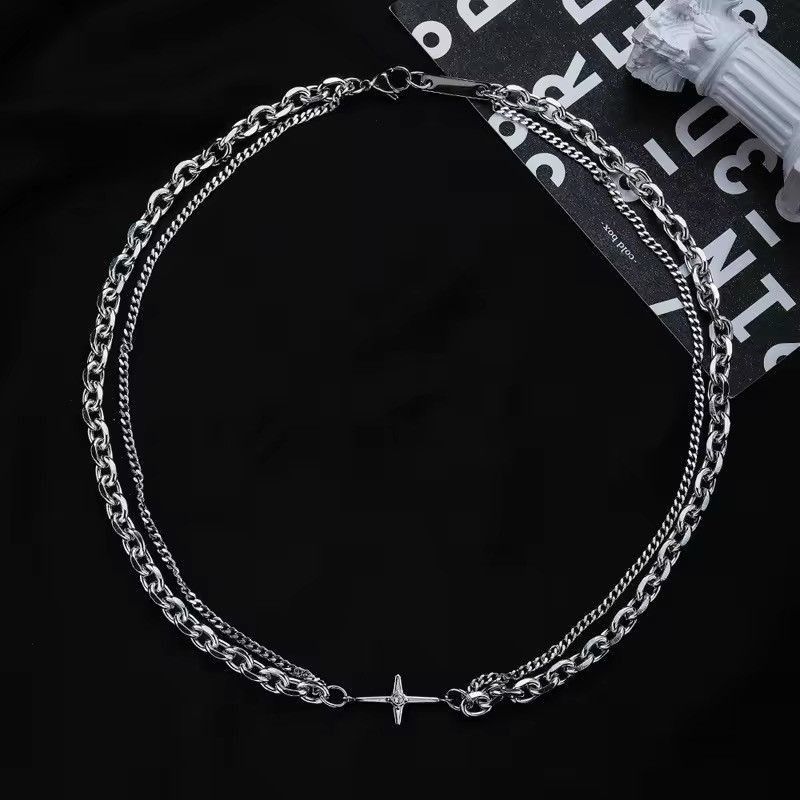 Jewelry Double Chain Cross Necklace Size ONE SIZE - 2 Thumbnail