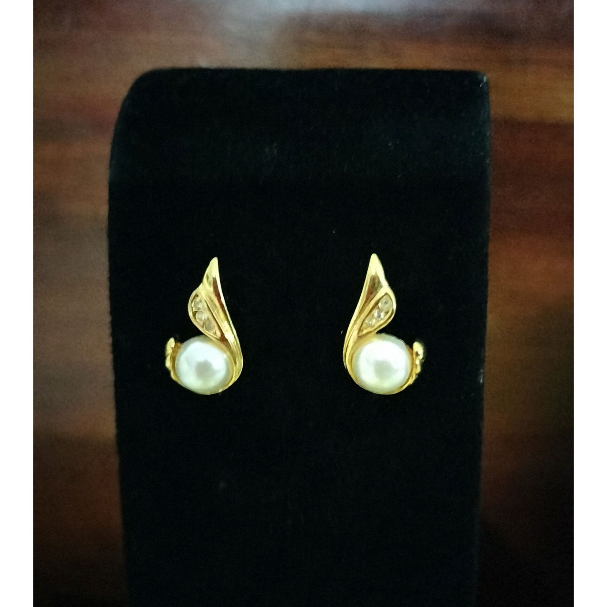 Other Gold Tone Swan Faux Pearl Stud Earrings Glass Rhinestones Je Size ONE SIZE - 13 Thumbnail