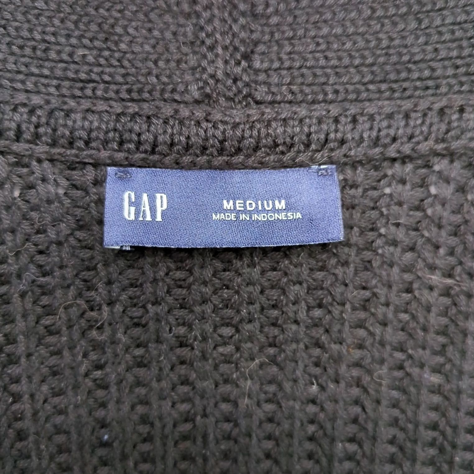 Gap Gap Cardigan Sweater Womens Medium Black Cotton Heavy Academia Button Up Size M / US 6-8 / IT 42-44 - 3 Thumbnail