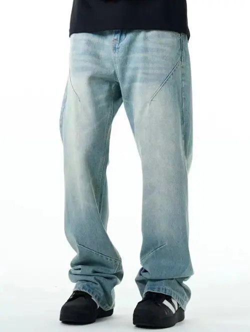 VIBE Washed distressed straight loose simple blue casual jeans Size US 32 / EU 48 - 5 Thumbnail