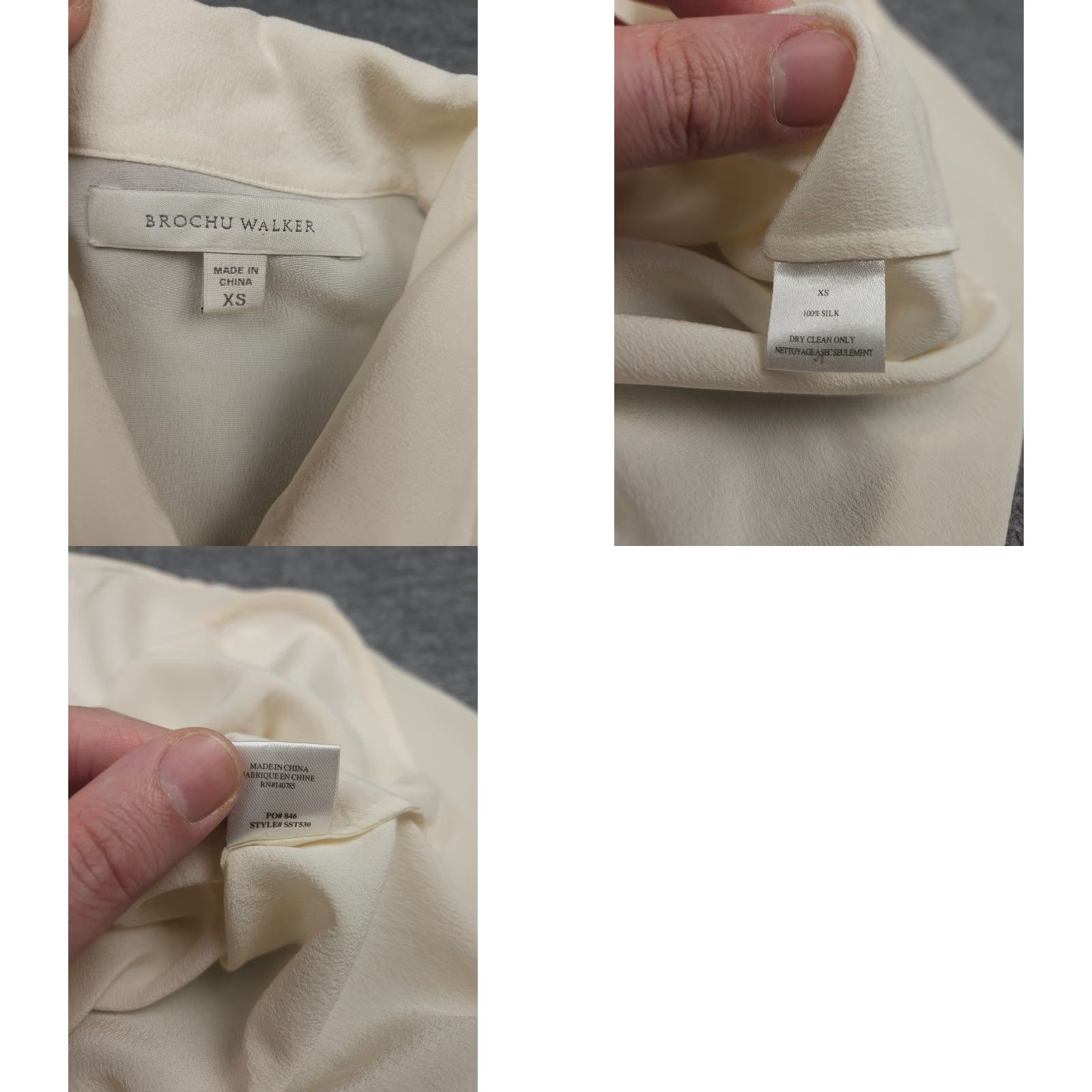Brochu Walker Brochu Walker Shirt Top Women's XS Ivory 100% Silk Long Sleeve Collared Blouse Casual Shirt Womens XS Ivory 100% Silk Collared Brochu Walker Size XS / US 0-2 / IT 36-38 - 8 Thumbnail