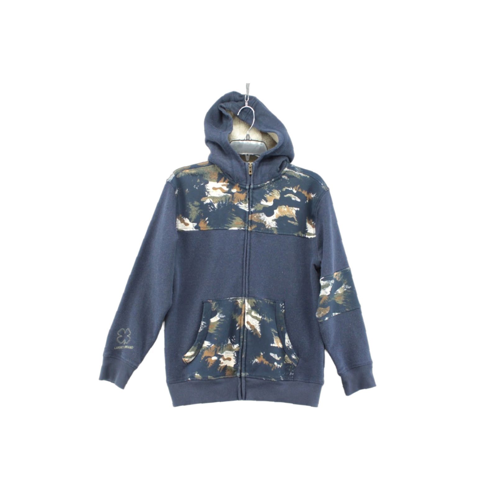 Lucky Brand Lucky Brand Hoodie Women’s L Blue Camo Full Zip Sherpa Lined Hood Boho City Classic Colorful Bohemian Size L / US 10 / IT 46 - 1 Thumbnail