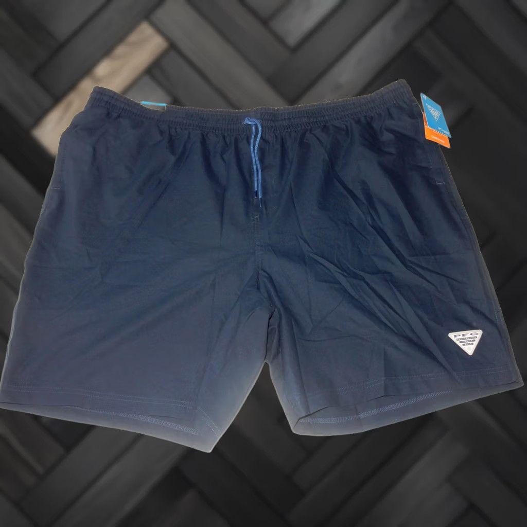 Vintage VINTAGE NWT Columbia PFG Men's Swim Trunks Solid Blue XXXL 43in Waist 21in Length 8in Inseam Mens Size US 31 - 1 Thumbnail