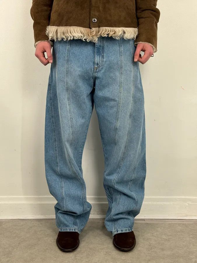 Mugler AW2025 Mugler Spiral Oversized Blue Denim Jeans Size US 33 - 1 Thumbnail