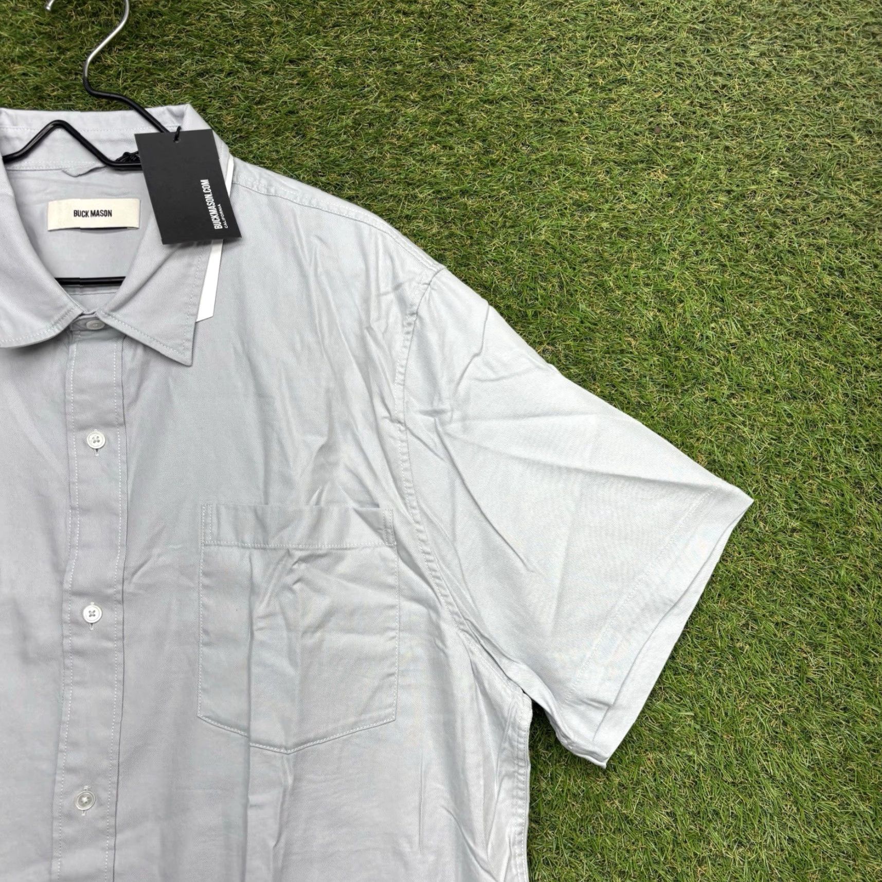 Mason's Buck Mason Shirt Mens 2XL Button Mist Draped Twill Short Sleeve One Pocket NEW - Cotton Blend Blue Twill Button-Up Casual Classic Fit Mens Shirt Size US XXL / EU 58 / 5 - 3 Thumbnail