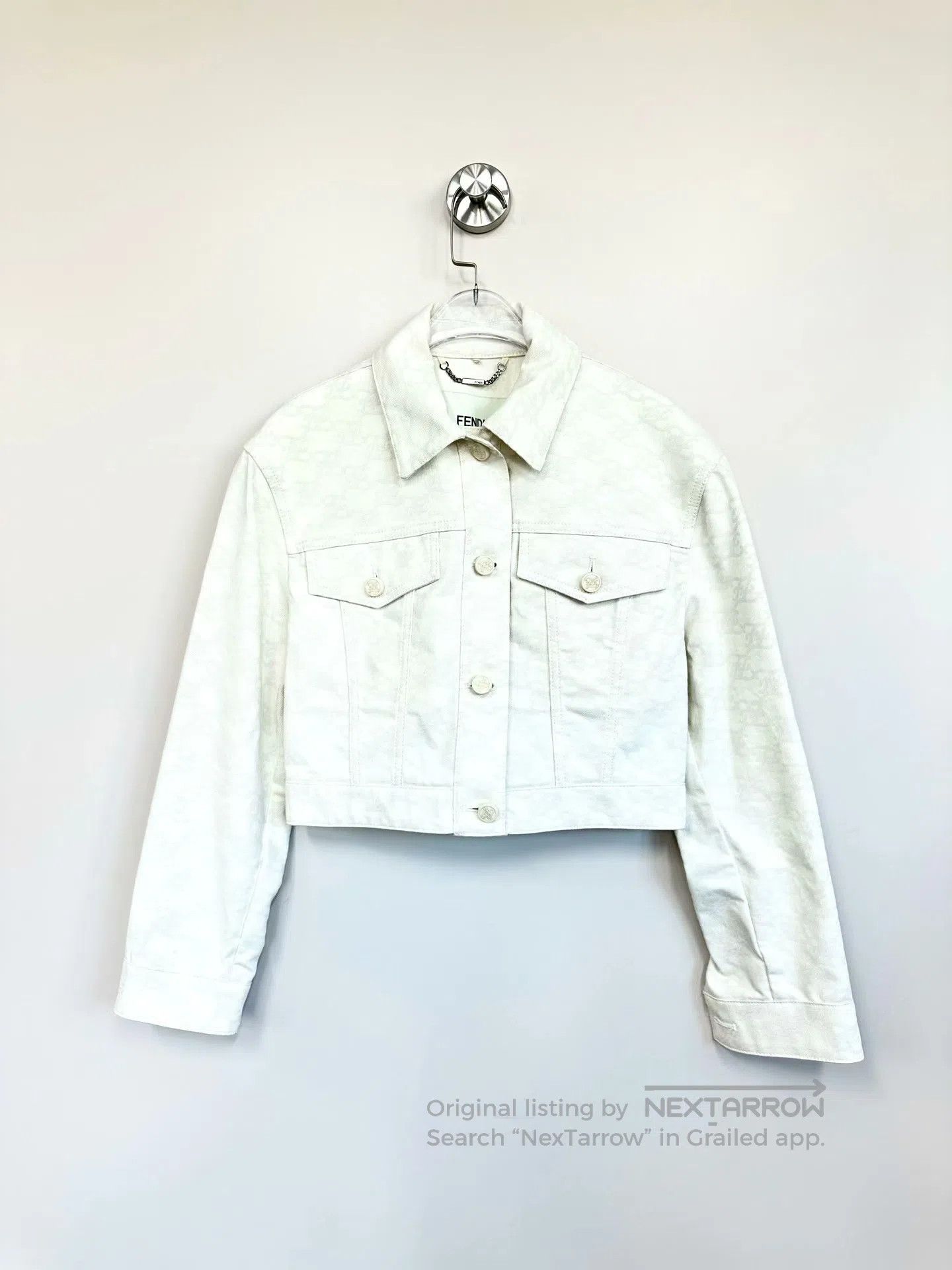Fendi FENDI Beige Printed Short Denim Jacket| Size S / US 4 / IT 40 - 1 Thumbnail