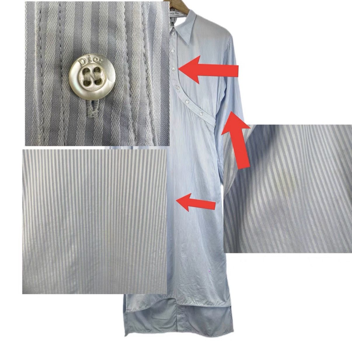 Dior Dior Blue Asymmetric Striped Polo Dress K12 Size XS / US 0-2 / IT 36-38 - 7 Thumbnail