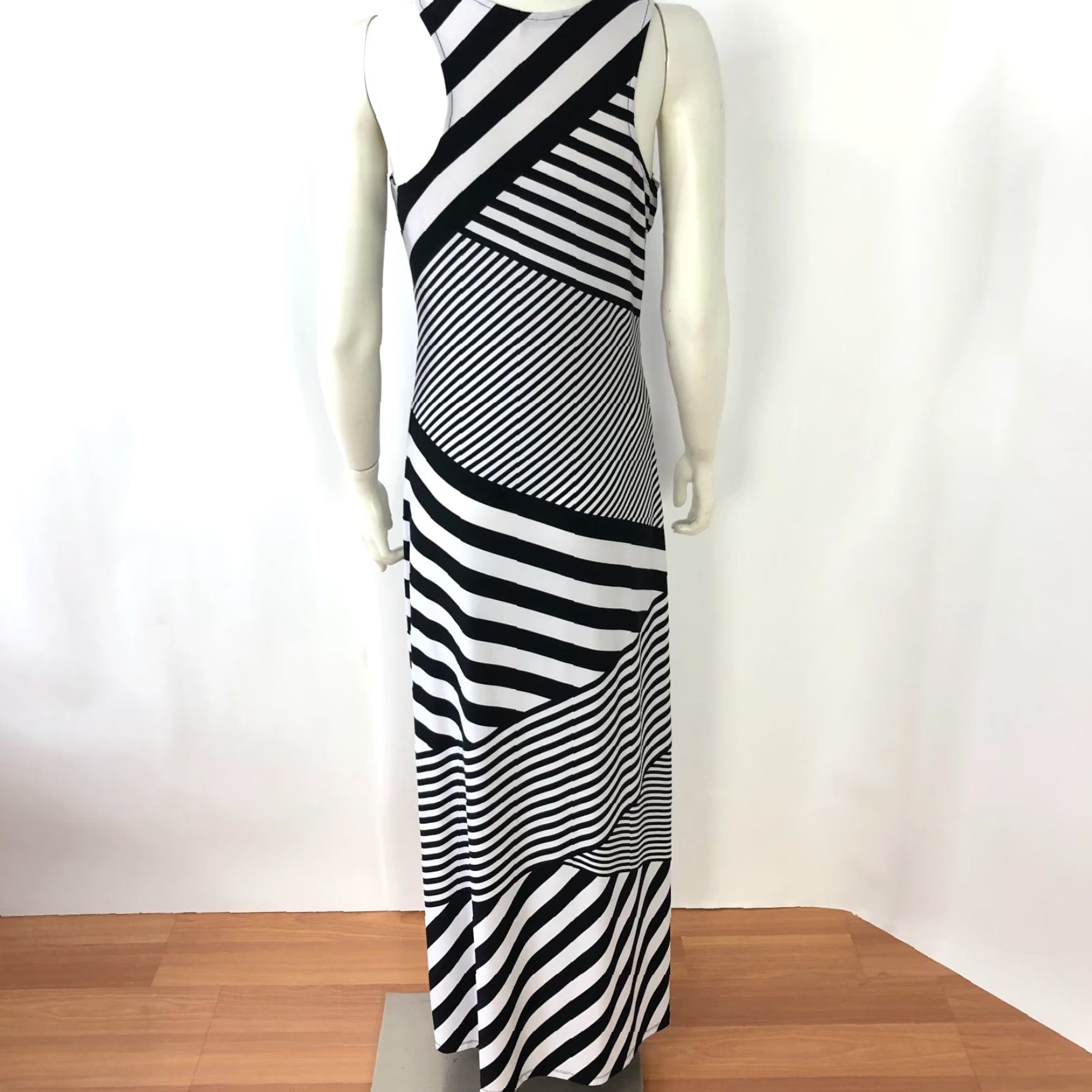 Calvin Klein Calvin Klein Maxi Dress Black Sleeveless Tank Top Polyester 8 Dress, Striped Pattern, Long Casual Party/Cocktail Womens - Regular XS? Size M / US 6-8 / IT 42-44 - 4 Thumbnail