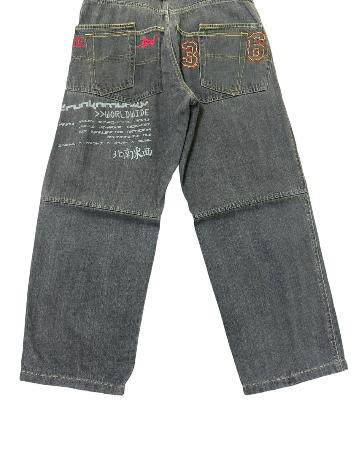 DrunknMunky × Japanese Brand Baggy DRUNKN MUNKY Embroidery Logo Poem Design Denim Size US 28 / EU 44 - 11 Thumbnail