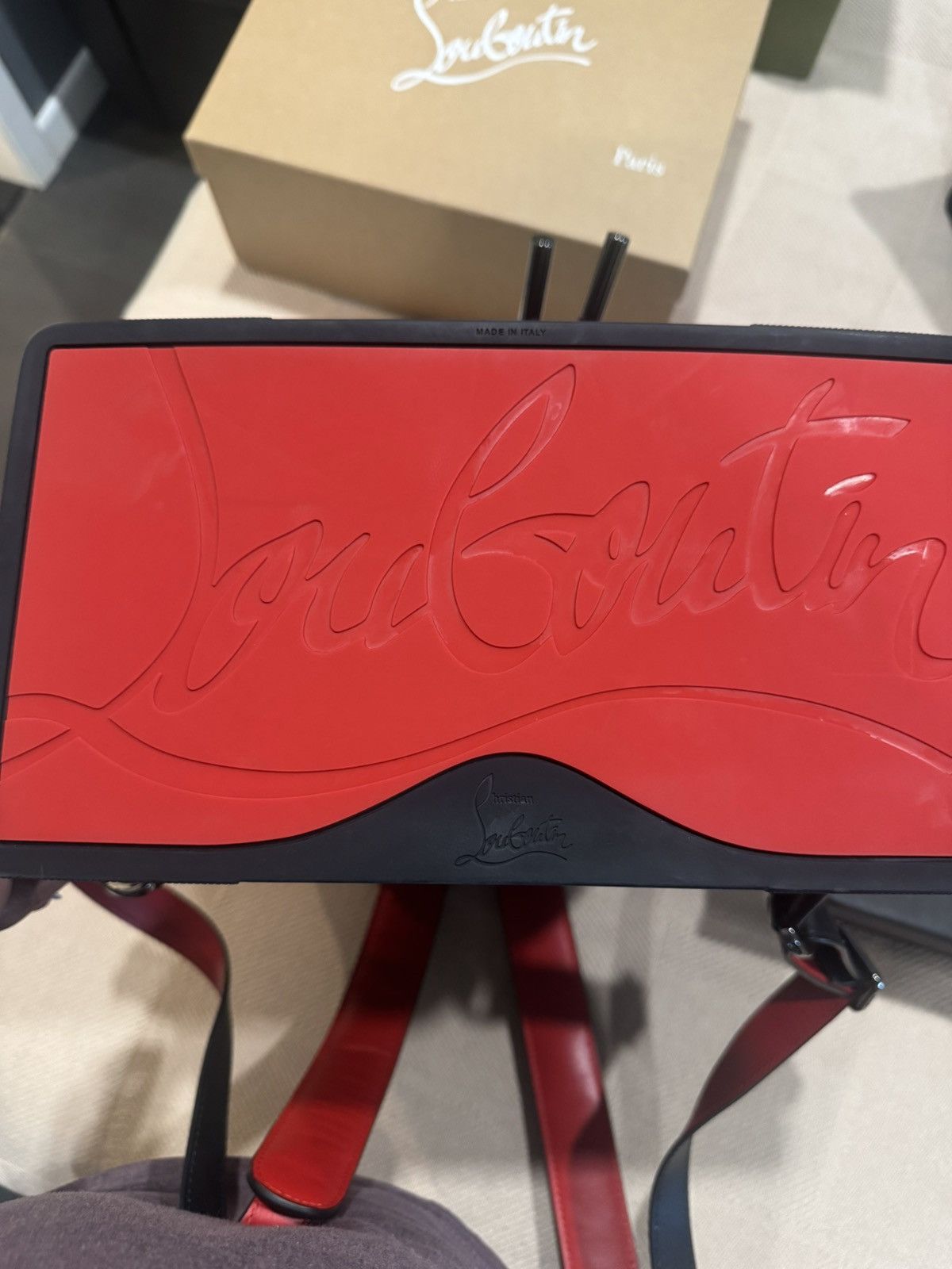 Christian Louboutin Black and Red Christian Louboutin Leather Backpack Size ONE SIZE - 4 Thumbnail