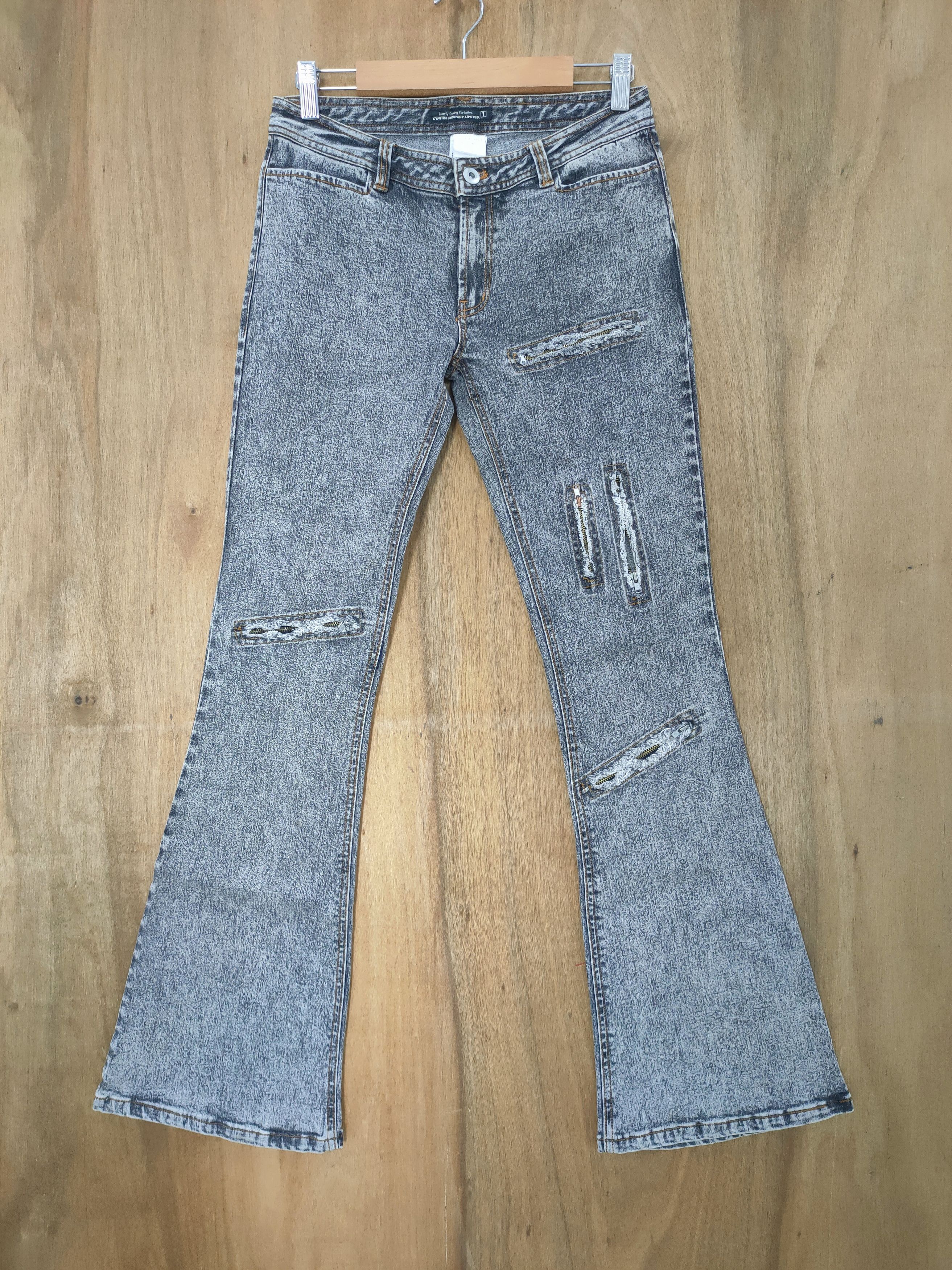 Japanese Brand CYNTHI MULTIZIPPER WOMAN FLARED JEANS PANTS Size US 27 - 1 Thumbnail