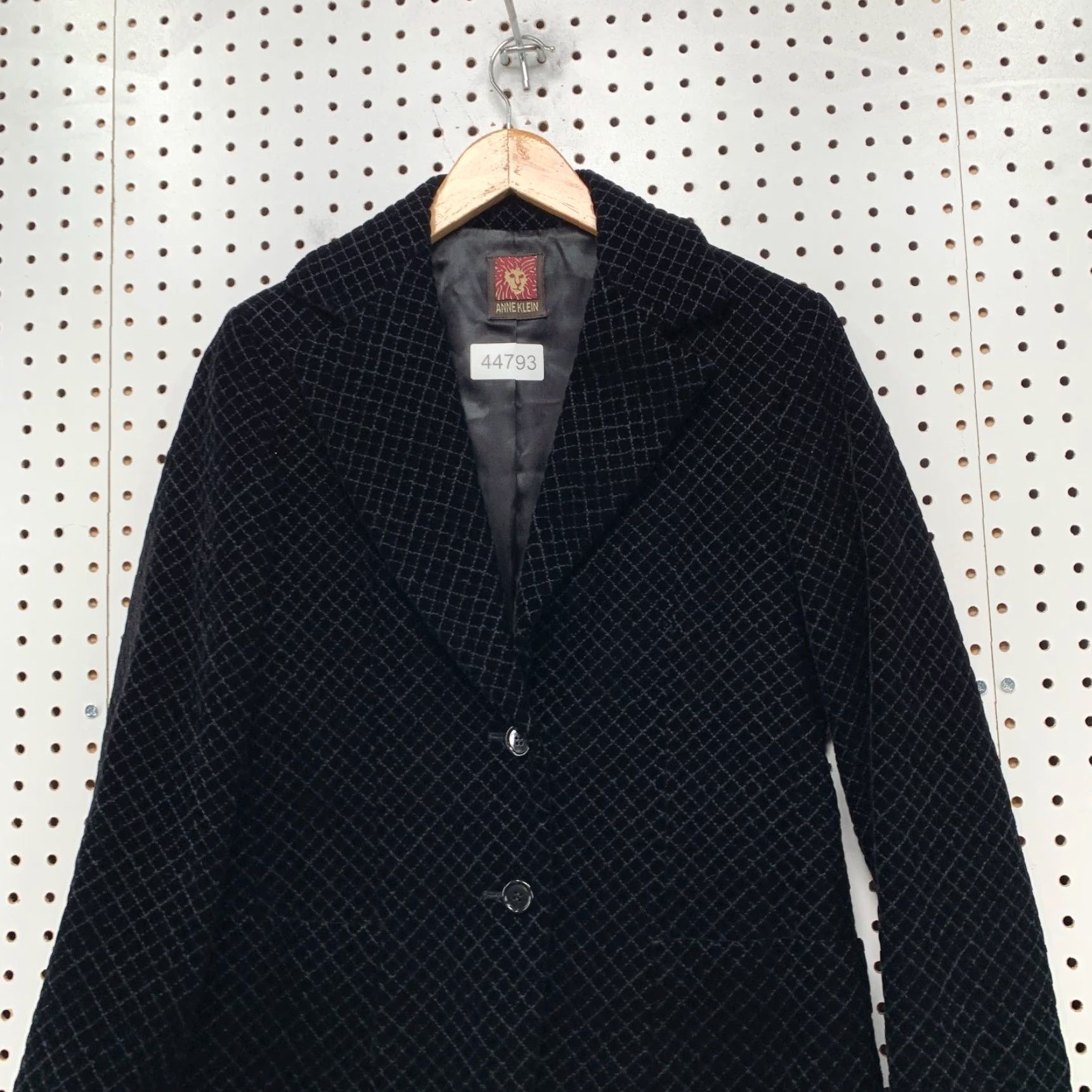 Anne Klein VIntage Anne Klein Velvet Blazer Womens Small Black Check Velour Saks Fifth Size S / US 4 / IT 40 - 2 Thumbnail