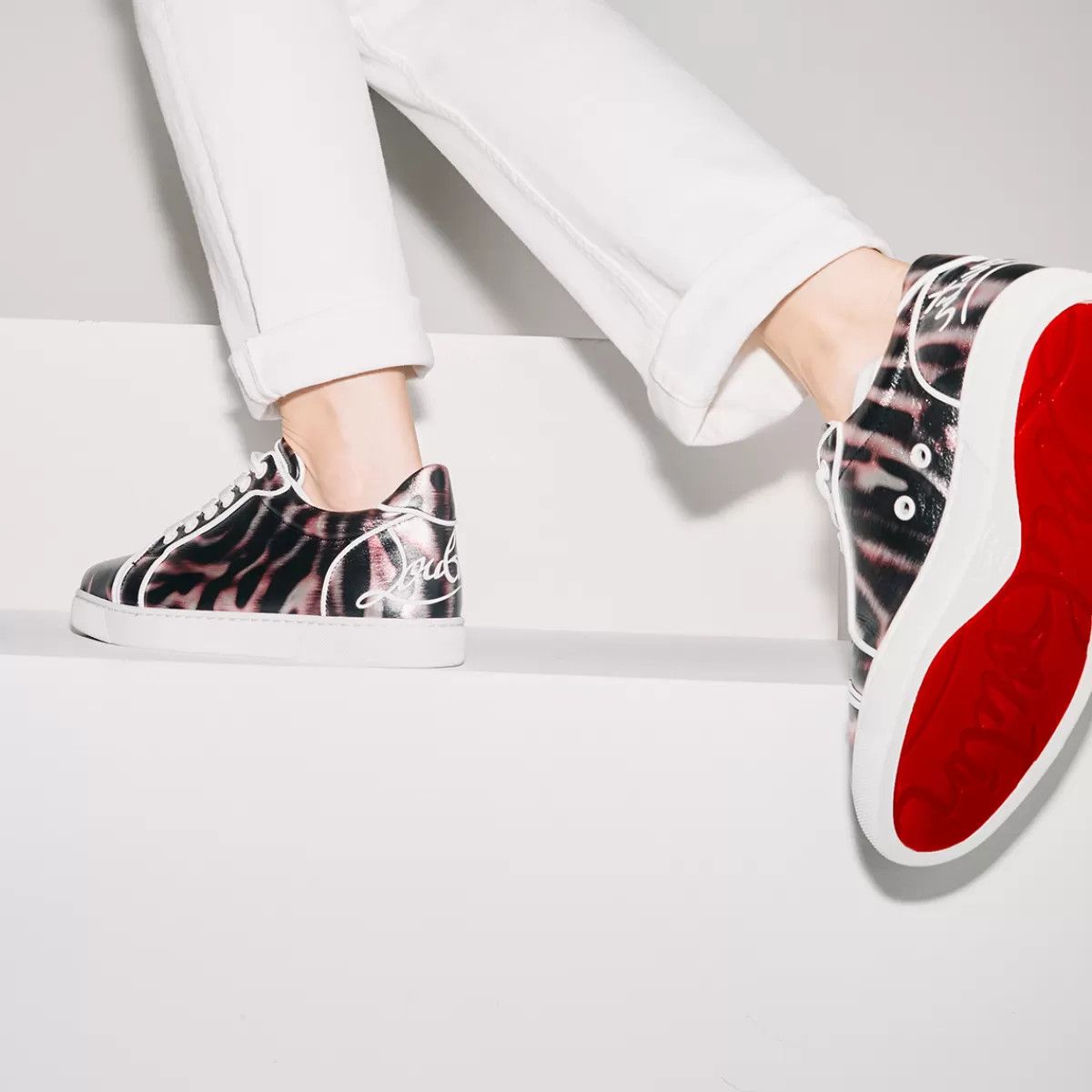 Christian Louboutin o1s1wg111024 Quagga Leather Sneakers in Multicolor Size US 10 / IT 40 - 3 Thumbnail