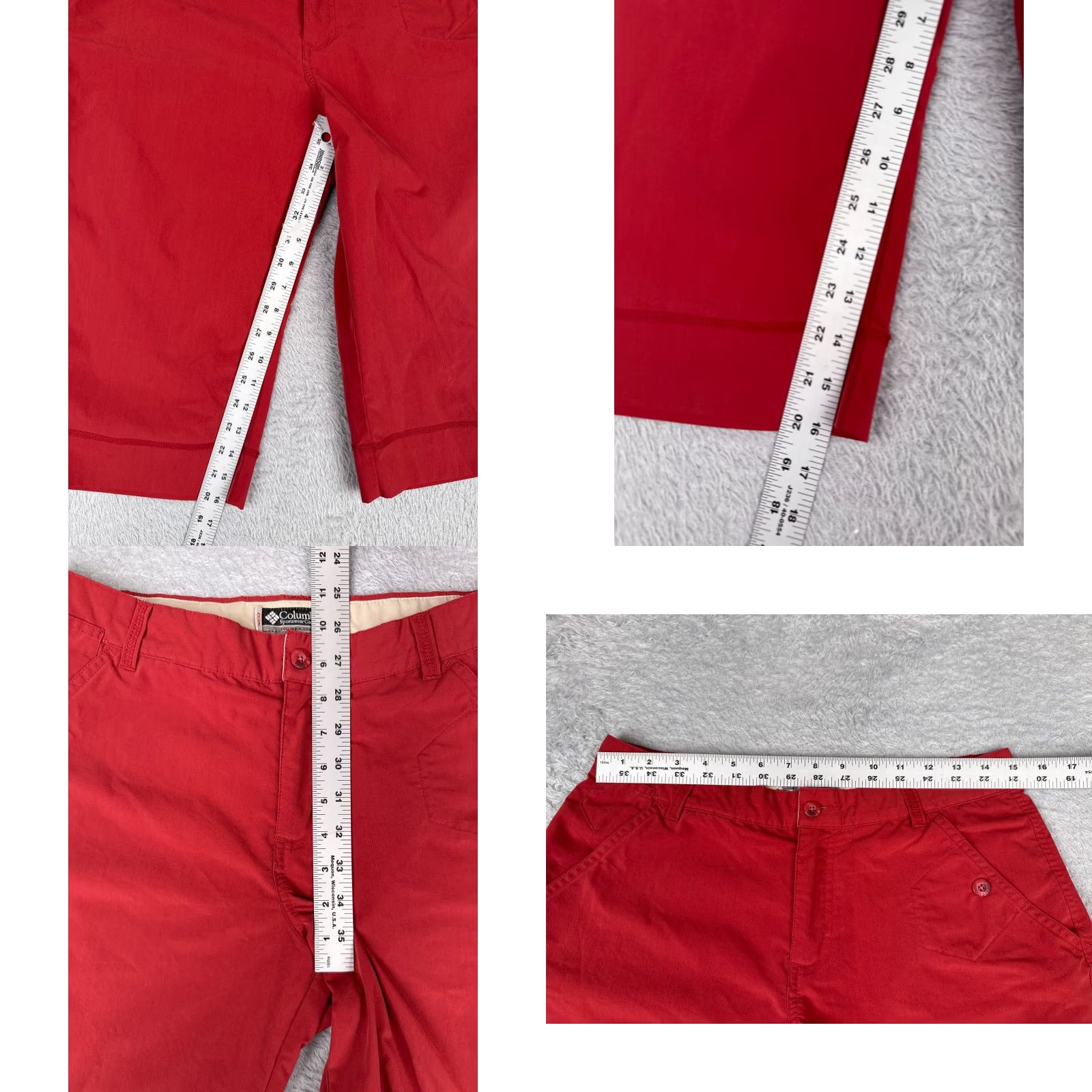 Vintage Columbia Shorts Women 10 Red Cotton Blend Chino XCO Hiking Camping 30x16 Elastic Waist Pockets Mid Rise Casual Activewear Summer Women Size 32" / US 10 / IT 46 - 8 Thumbnail