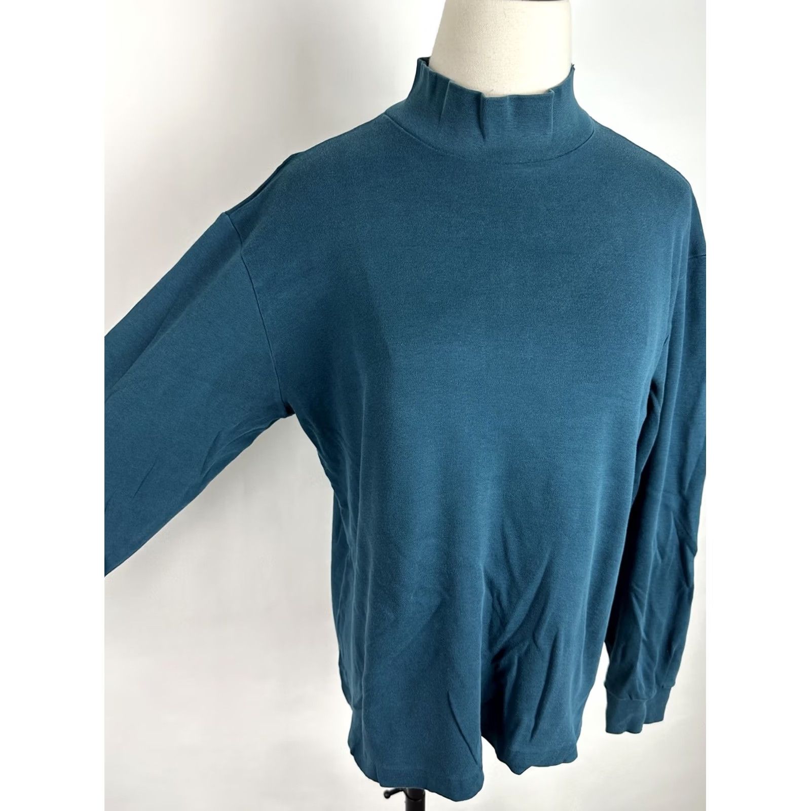 Lands' End VINTAGE Lands' End Mock Neck Shirt Womens Large Blue 90s Distressed Bohemian Grunge Casual Womens Size L / US 10 / IT 46 - 3 Thumbnail