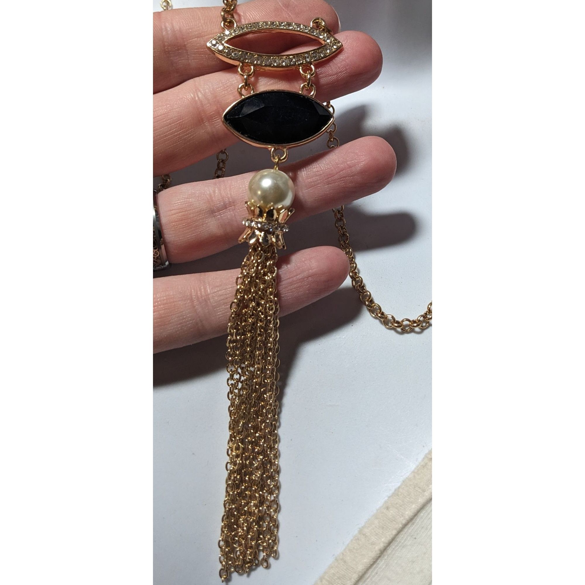 Other Elegant Glam Gemmed Gold Tassel Necklace Size ONE SIZE - 6 Thumbnail