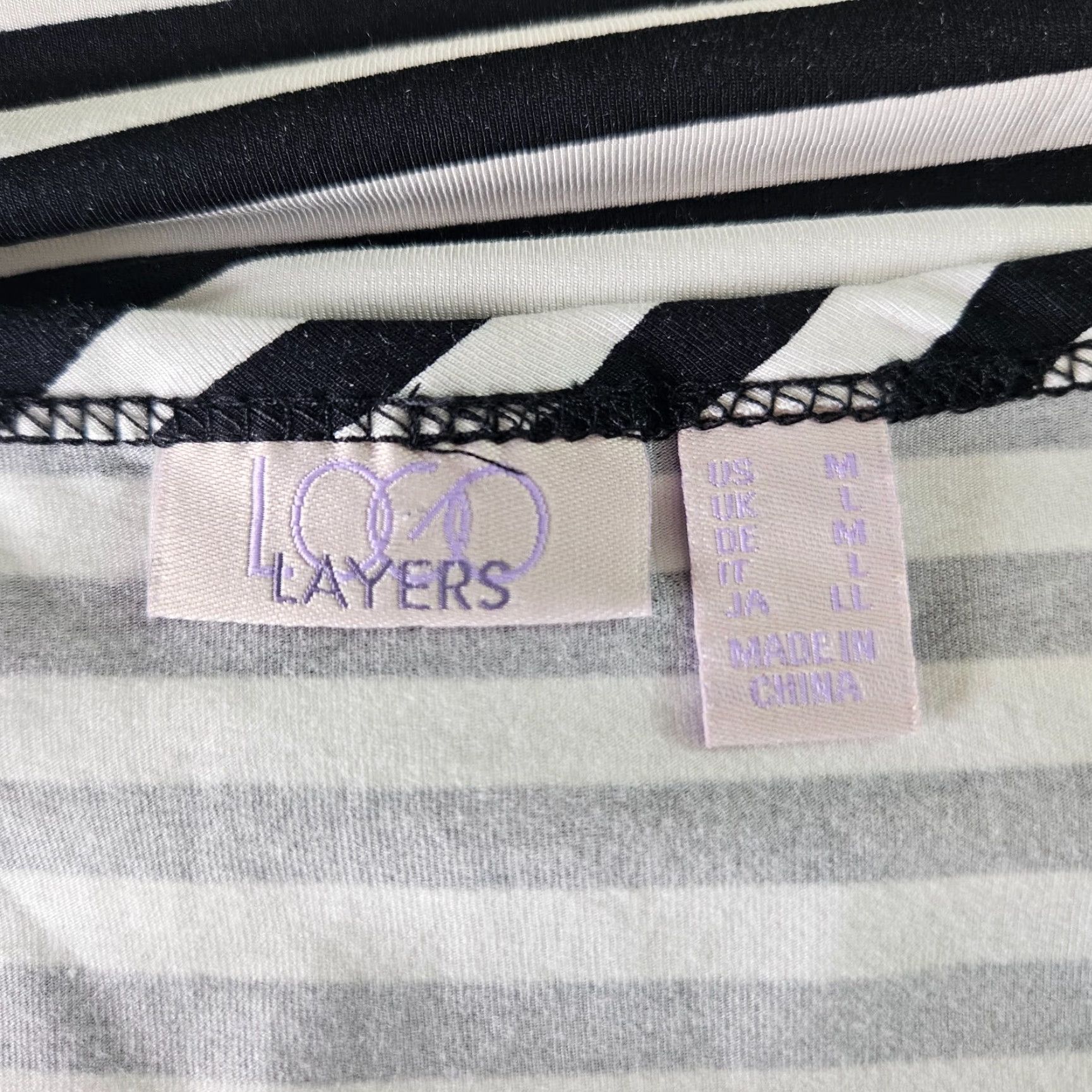 Vintage LOGO Layers Lori Goldstein Tank Top Womens M Black White Stripe Rayon Spandex Sleeveless Shirt/Top 90s? (no) Size M / US 6-8 / IT 42-44 - 6 Thumbnail