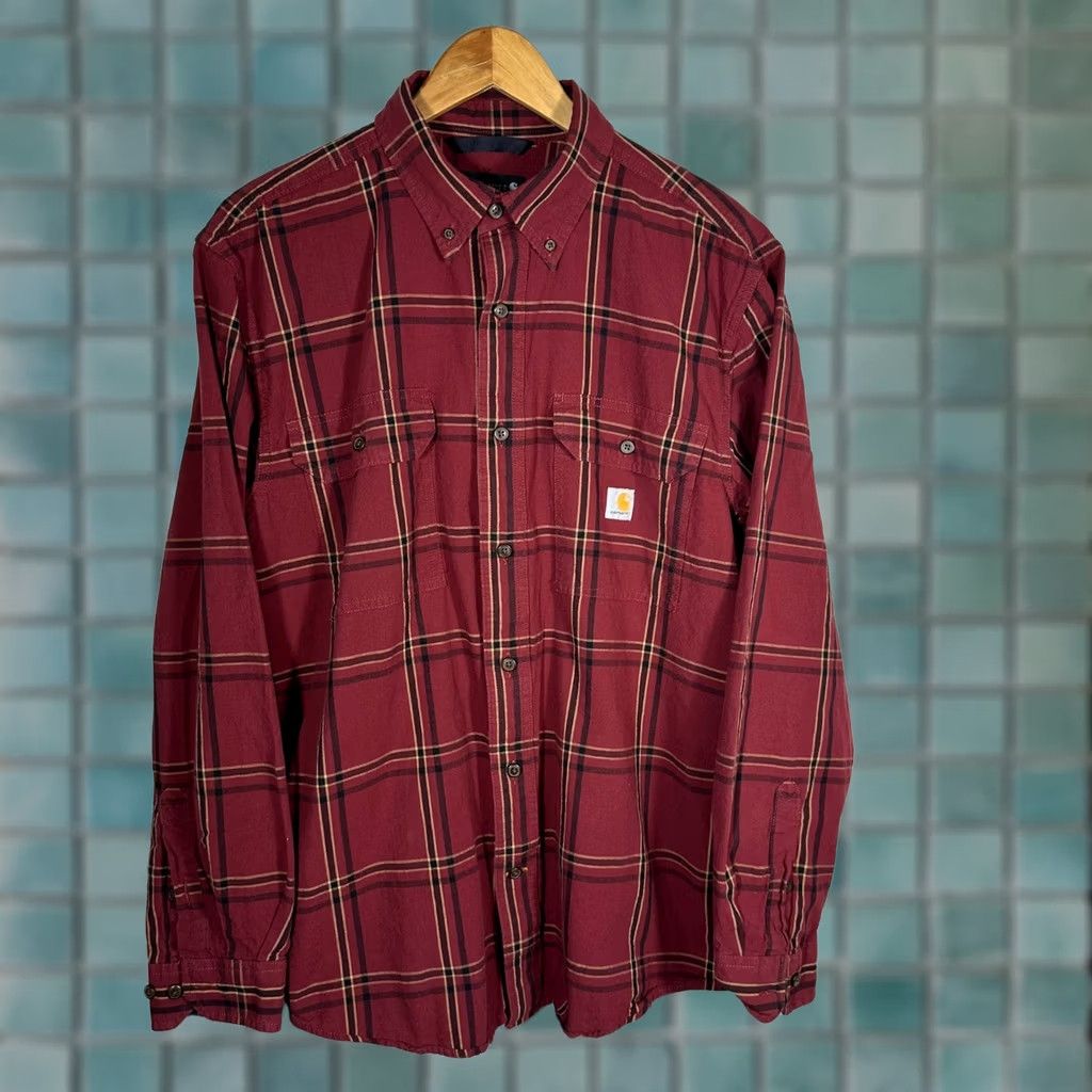 Carhartt Carhartt Mens Plaid Button-Down Shirt Red Black TW4447-M Medium Size US M / EU 48-50 / 2 - 1 Thumbnail