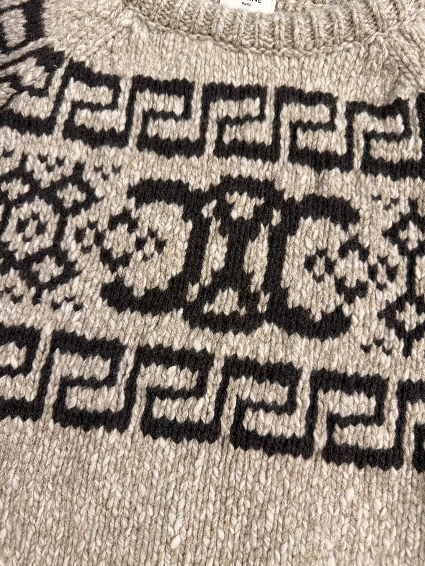 Celine Celine 23ss Fair Isle wool beige short overhead sweater S Size S / US 4 / IT 40 - 4 Thumbnail