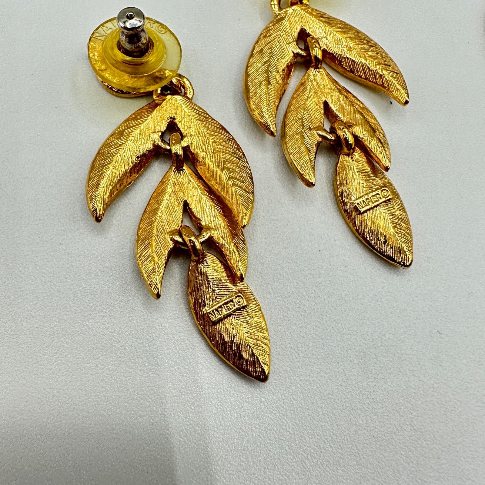 Other Vintage Napier Leaf Dangle Gold Plated Pierced Earrings Size ONE SIZE - 5 Thumbnail