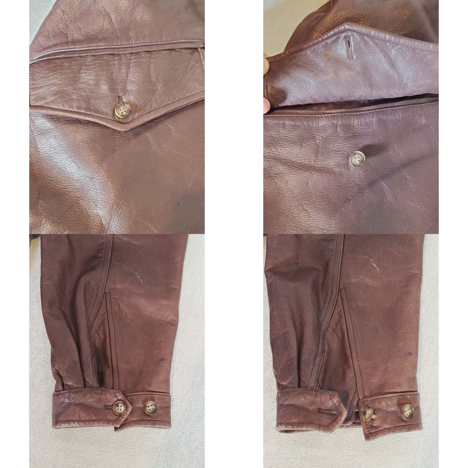 Vintage VINTAGE Alan Flusser Brown Leather Bomber Motorcycle Jacket Elastic Hem Mens 42 Size US XS / EU 42 / 0 - 8 Thumbnail