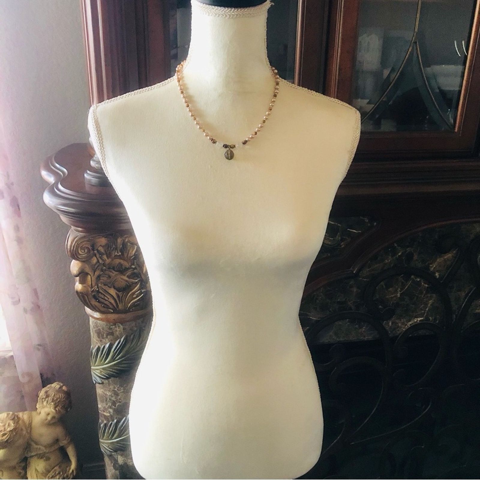 Handmade Handcrafted repurpose unique facet mookaite Pearl necklace Size ONE SIZE - 5 Thumbnail