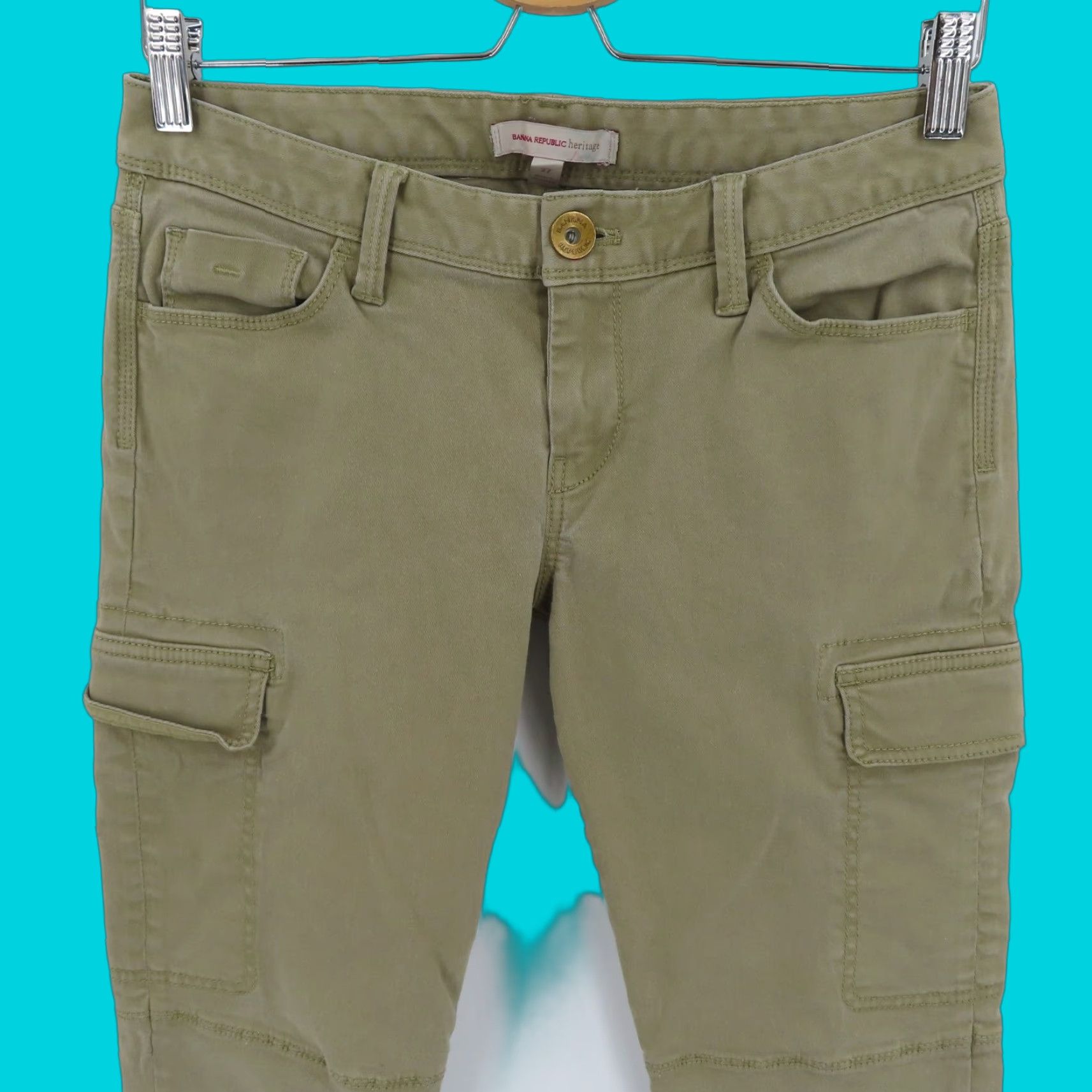 Banana Republic Banana Republic Heritage Womens Pants Cargo Skinny 27 Green Pockets Zip Hem Front Flat Front Regular Regular Size Green Cargo Pants Womens Size 27" / US 4 / IT 40 - 1 Thumbnail