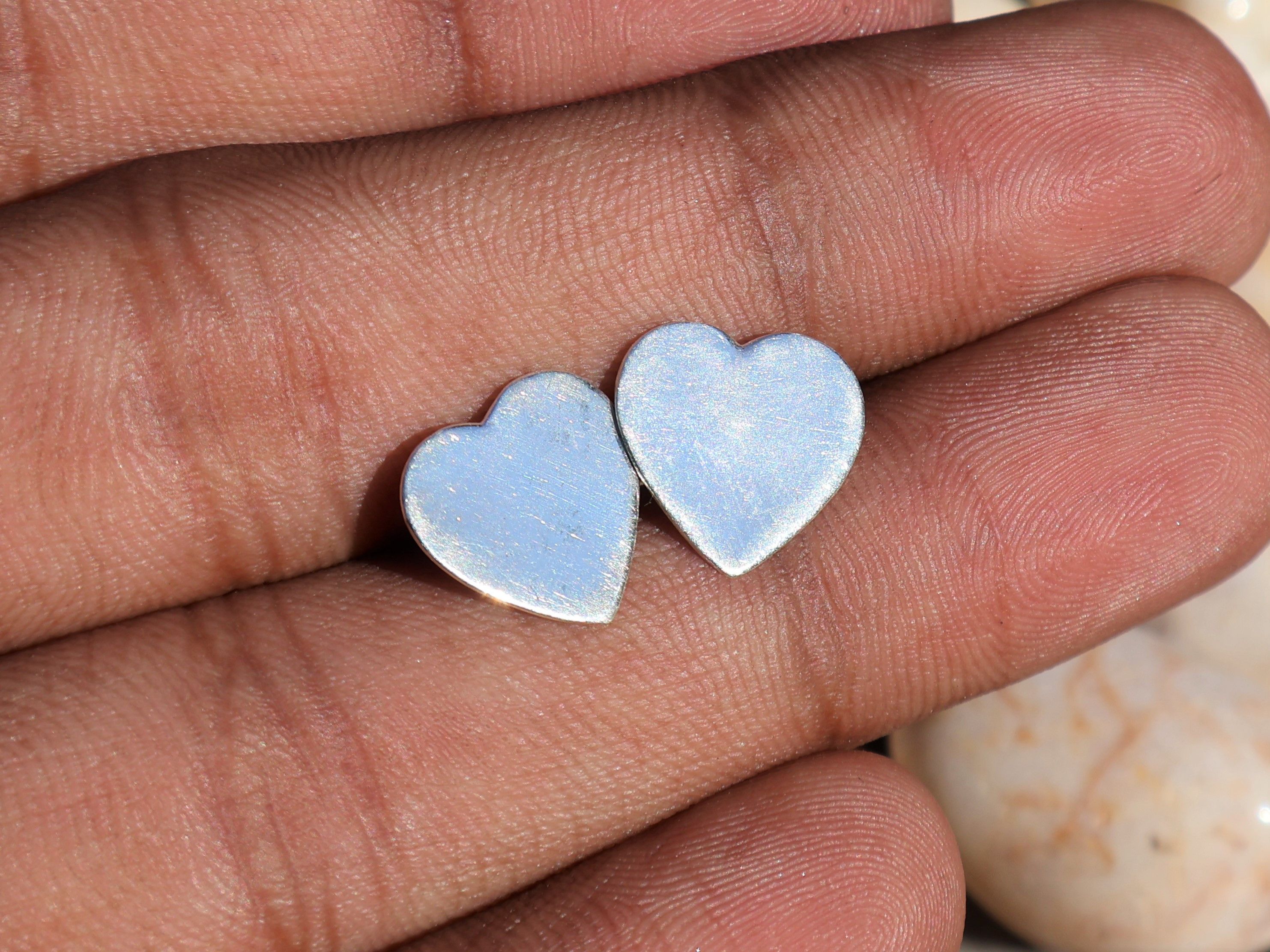 Handmade Silver Heart Shape Stud Earring, Sterling Silver Handmade, Size ONE SIZE - 1 Thumbnail