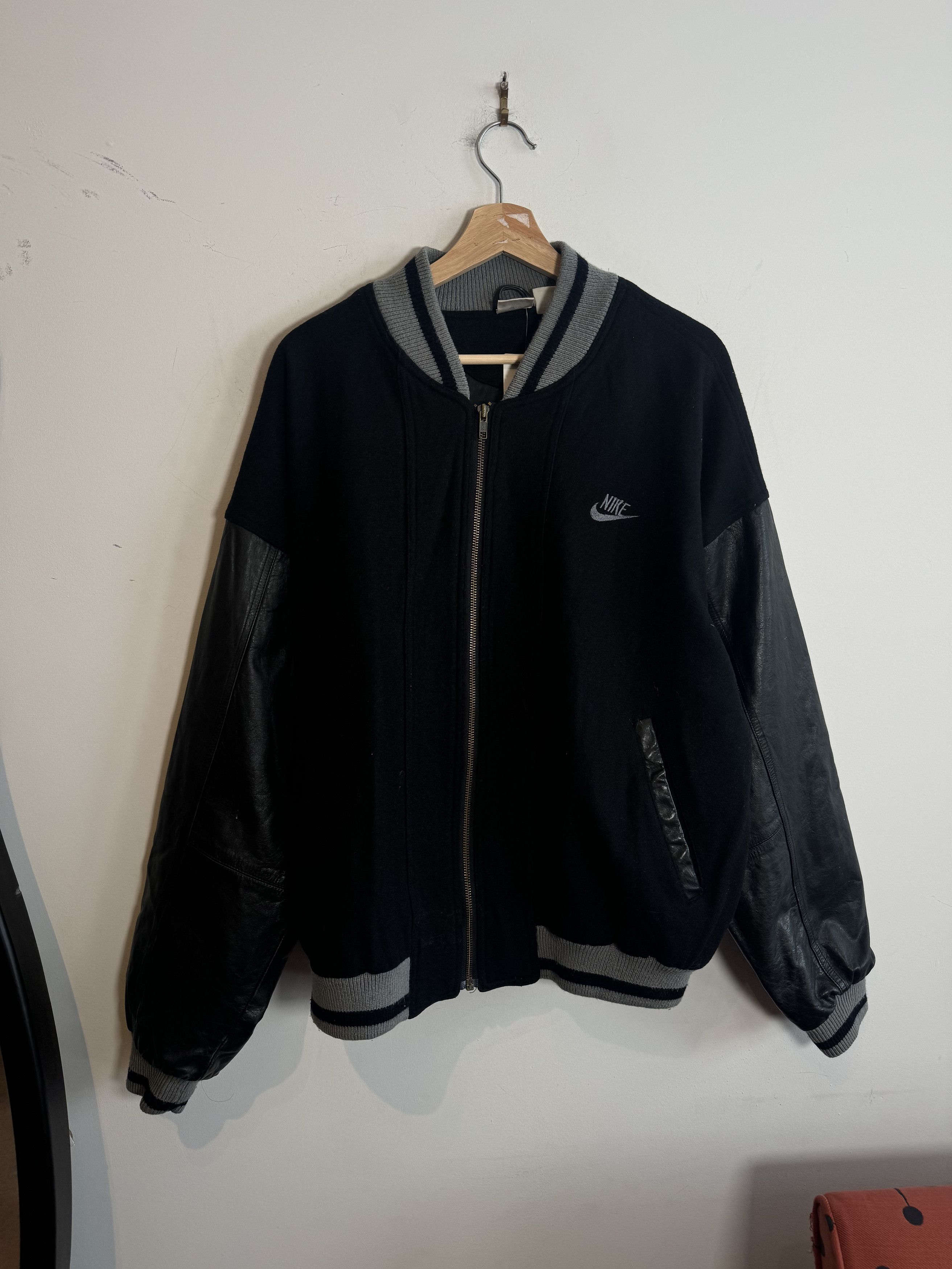 Nike × Vintage 90s Nike Varsity Wool Leather Varsity Jacket