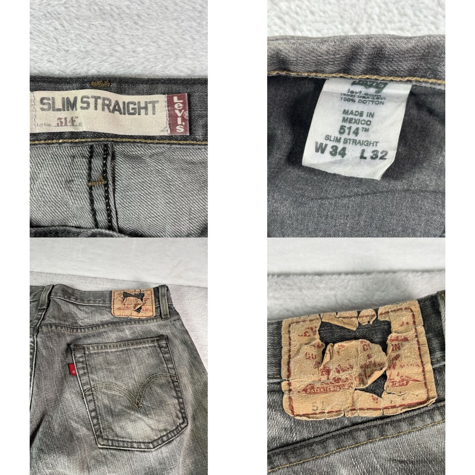 Levi's VINTAGE Levi's 514 Jeans Mens 34x32 Denim Straight Leg Jeans Gray 514 Straight Mens Regular Slim Stretch"} Size US 34 / EU 50 - 8 Thumbnail