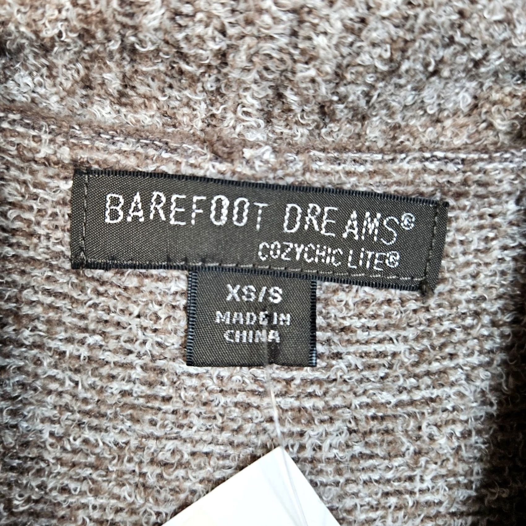 Vintage BAREFOOT DREAMS Cardigan XS Women Open Front Knit Nylon Rayon Beige Cocoa Pearl Heather Casual Travel Modern Size XS / US 0-2 / IT 36-38 - 2 Thumbnail