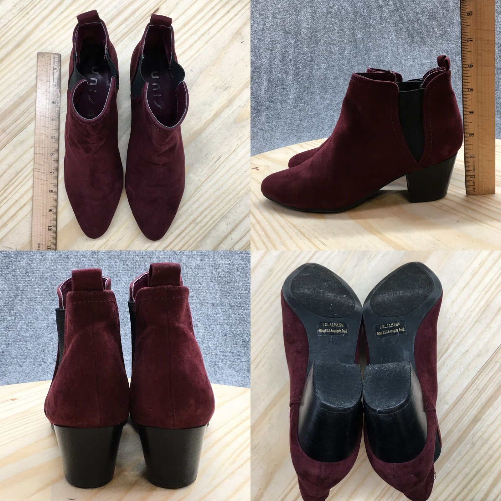 Vintage Unisa Boots Womens 7.5 M Gables Chelsea Burgundy Pull On Casual Ankle Block Heel Sh Size M / US 6-8 / IT 42-44 - 8 Thumbnail