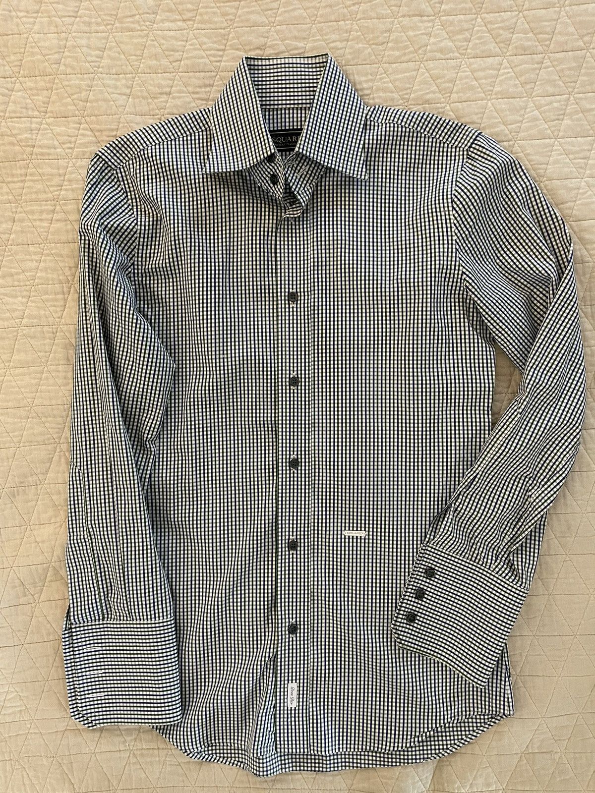 Small Check Print Spread Collar Shirt