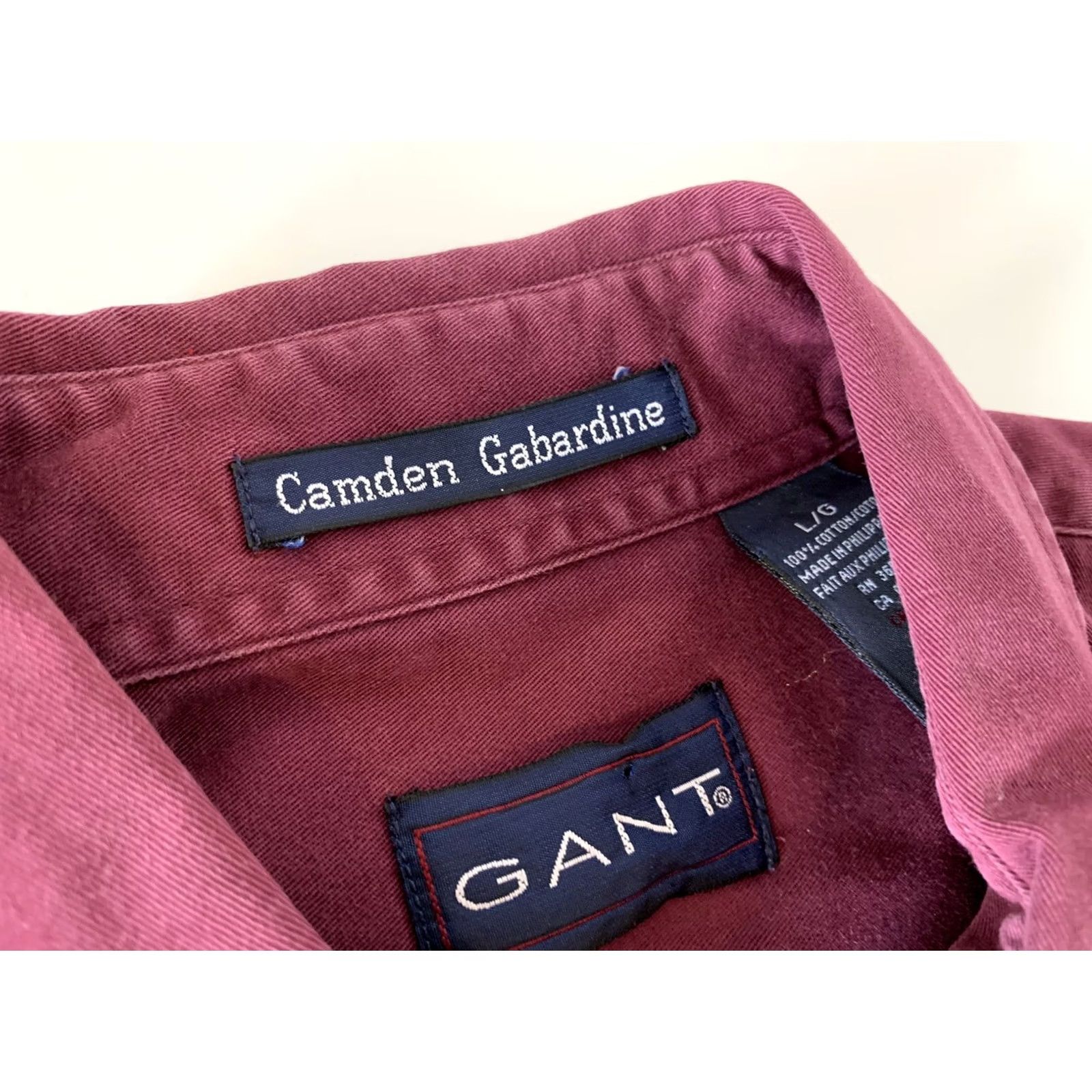 Gant GANT Camden Gabardine Maroon Long Sleeve Button Front Shirt Men's Large Cotton Shirt Adults L Red Button-Up Size US L / EU 52-54 / 3 - 4 Thumbnail