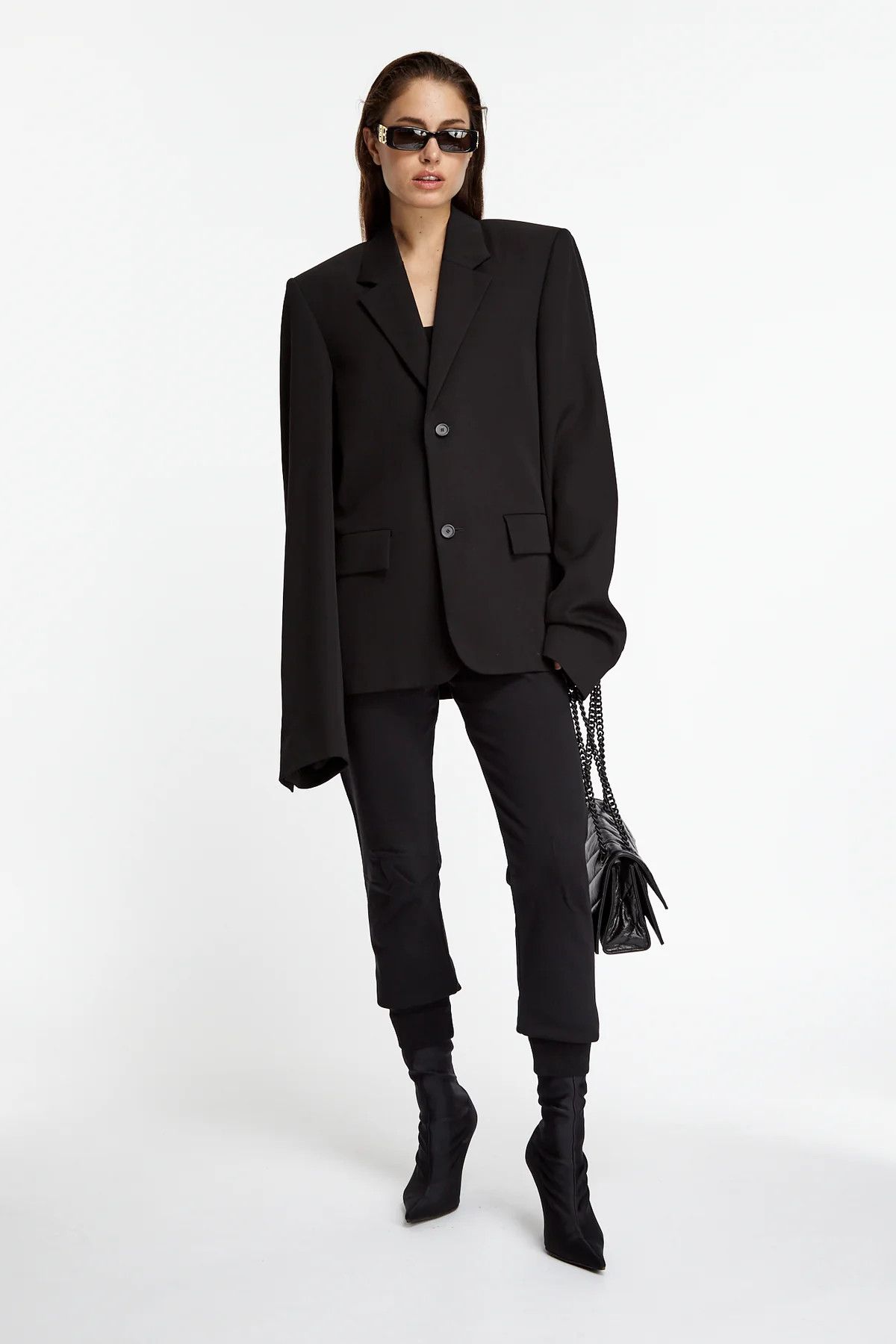 Balenciaga o1in1g1024 Loose Leggings in Black Size 26" / US 2 / IT 38 - 2 Thumbnail